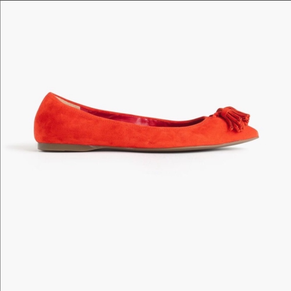 J crew suede tassel flats - like new size 6